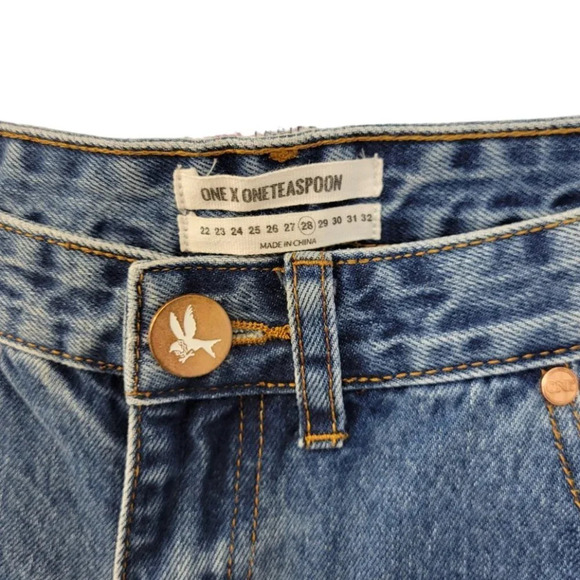 One Teaspoon Freebirds Low Waist Rigid Skinny Leg Extreme Distressing Size 28 - Picture 3 of 10